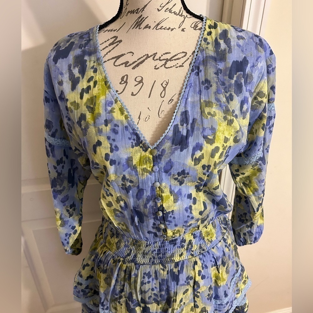 Aerie tiered lace ruffle long sleeve dress NWOT - Picture 2 of 4